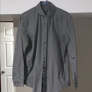 Large Black&White Checkered Long Sleeve Button-Up